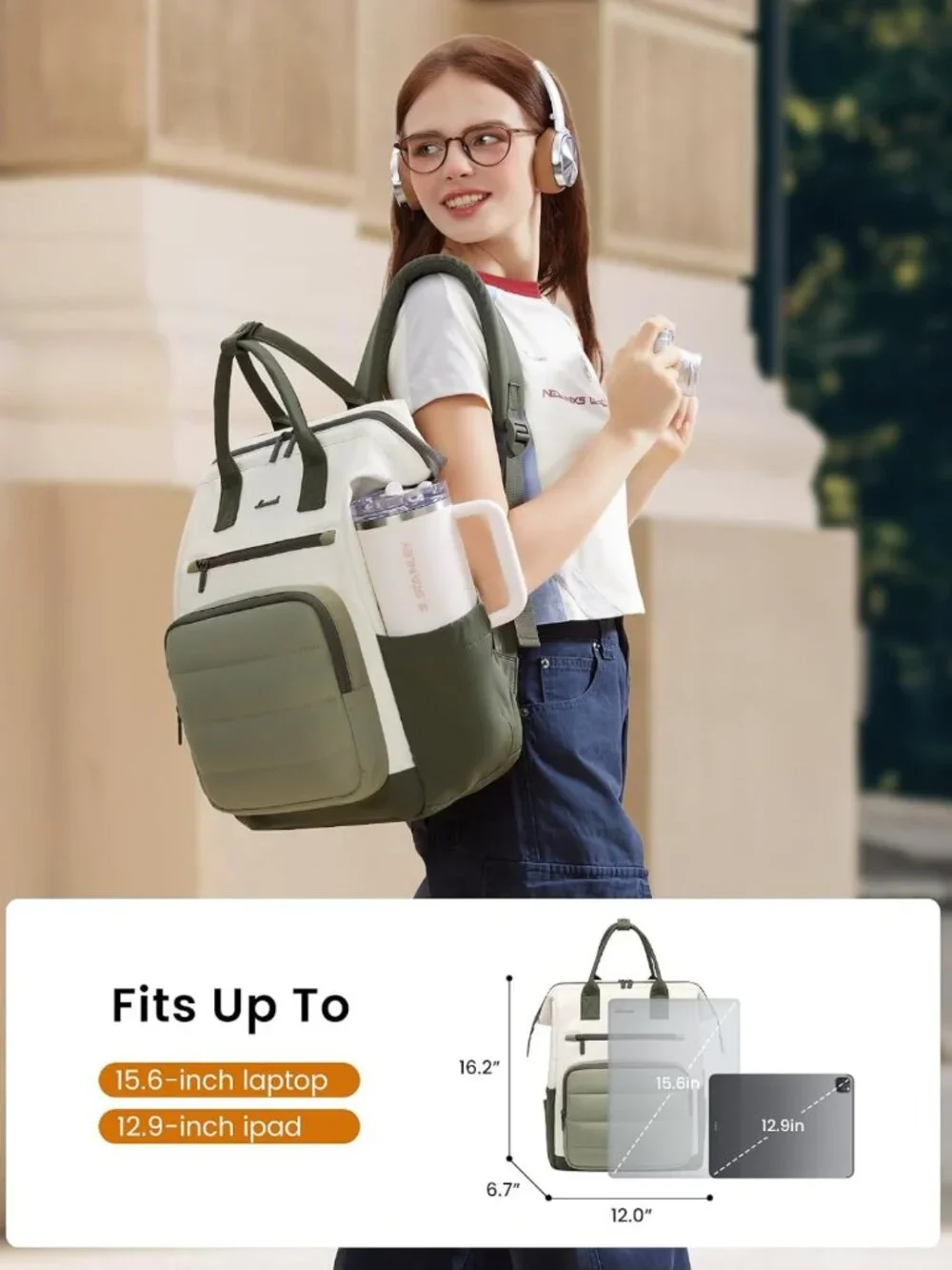 Stylish 15.6 Inch Laptop Backpack for Women | Work & School Bookbag, Durable
